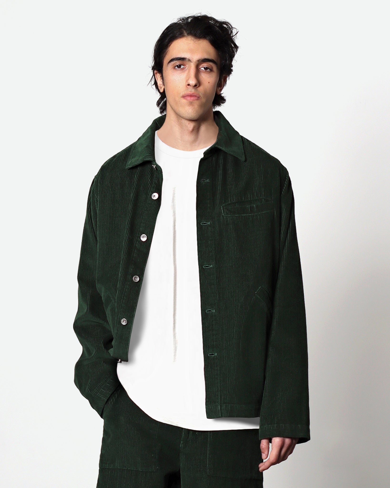 Evans Overshirt - Bottle Green Corduroy – Far Afield