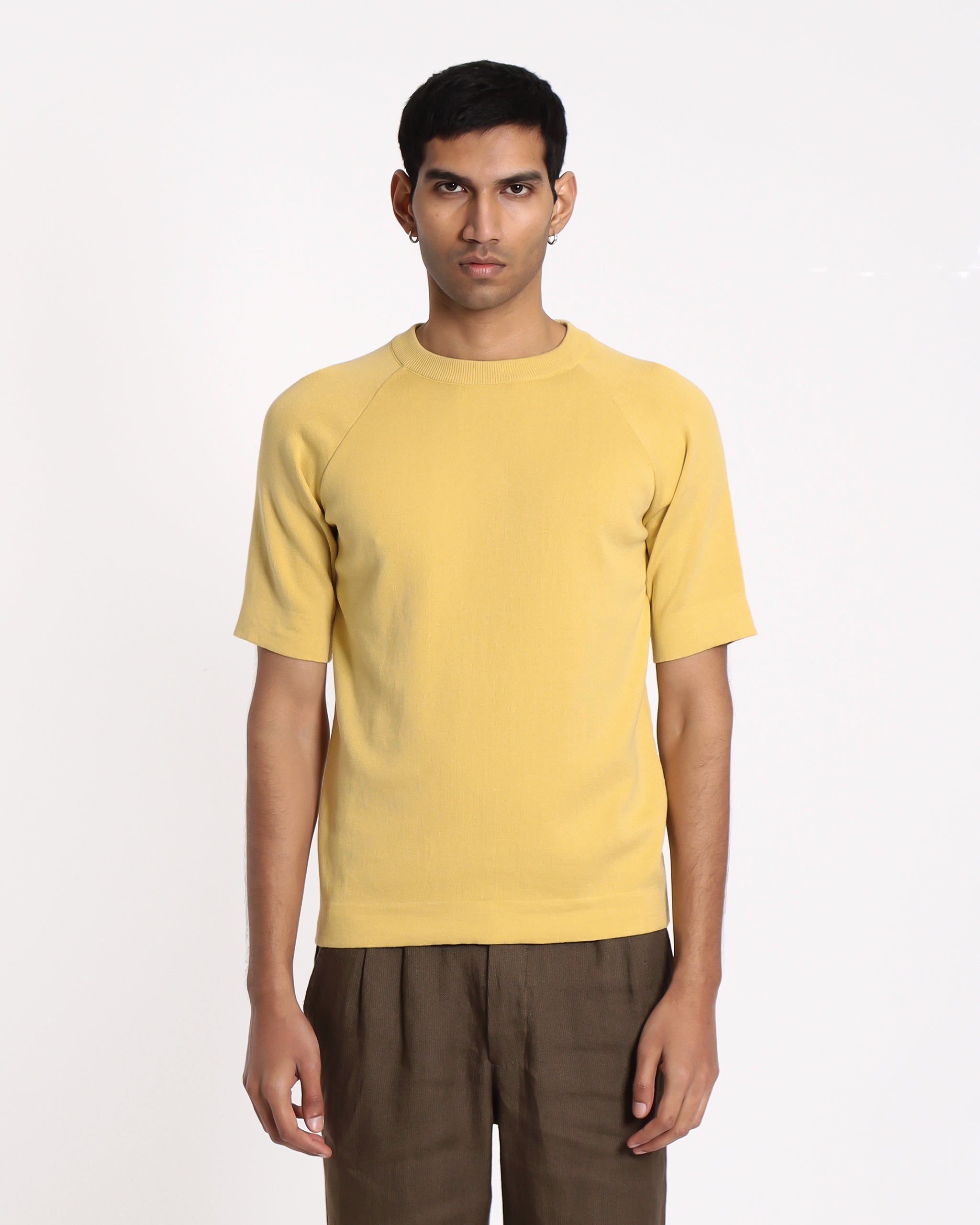 Newport Knitted Top - Dried Moss Yellow